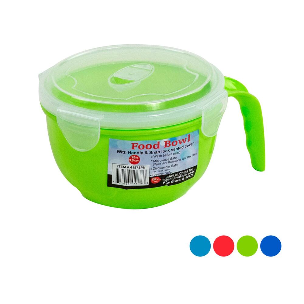 Soup Mug Microwavable - 28 Oz with Vent Cover, set of four